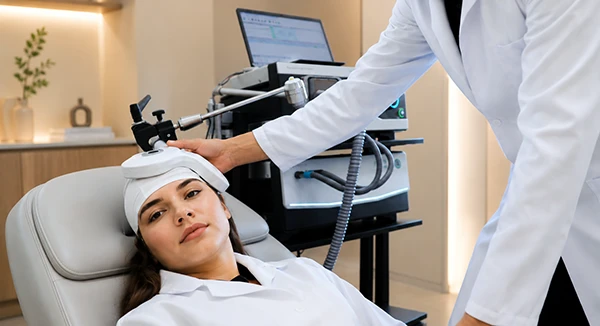 Aplicação da Estimulação Magnética Transcraniana — técnica não invasiva